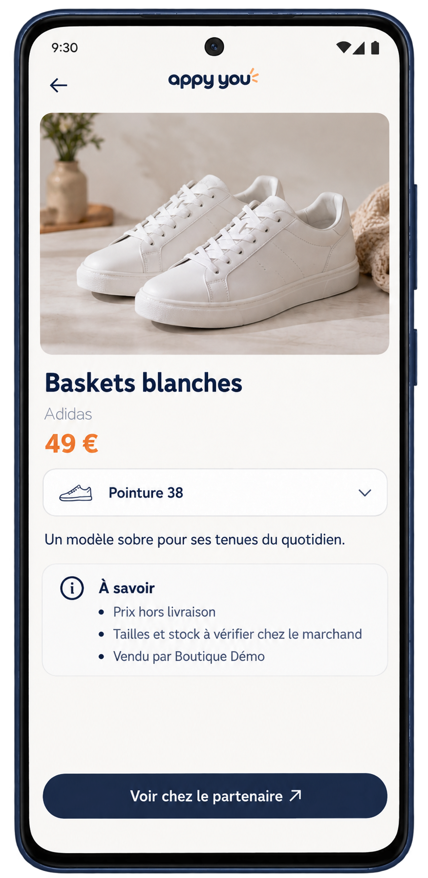 Appy You : détail de baskets blanches