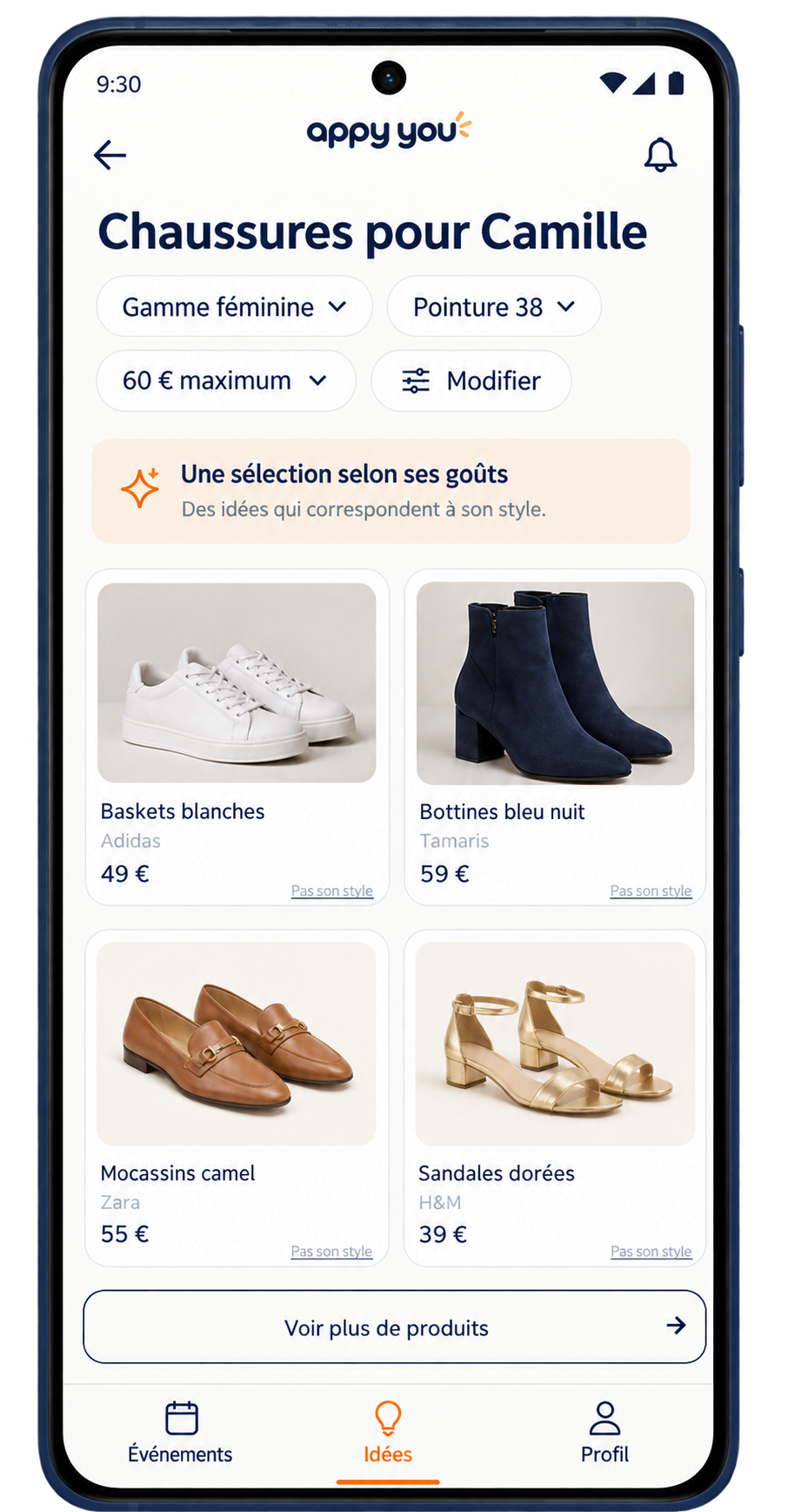 Appy You : liste de suggestions de chaussures